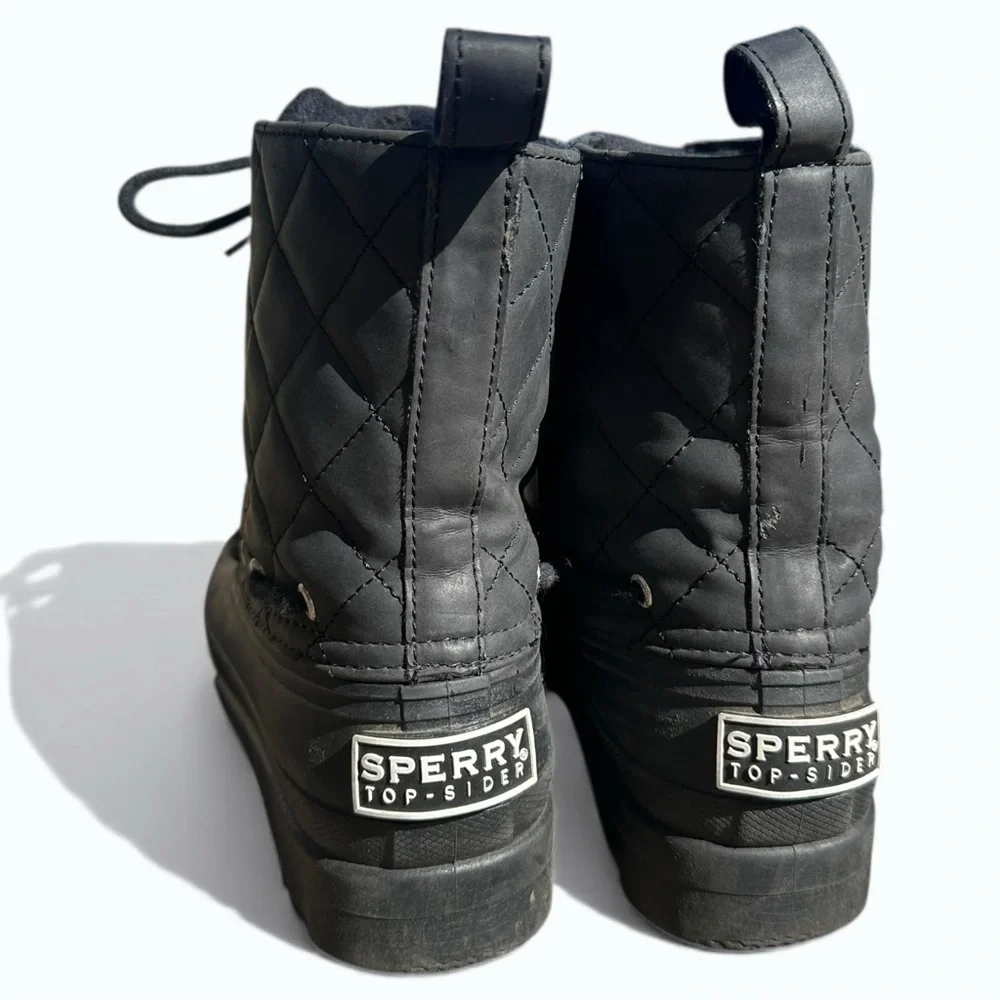 Sperry Gosling Quilted Waterproof Duck Boots Women’s 7.5 Black Winter Rain